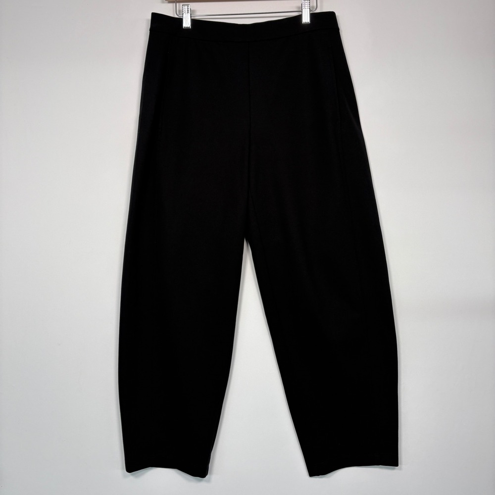 Eileen Fisher Womens Pants M Black Tencel Lyocell Blend Crop Wide Leg Minimal